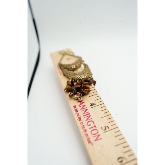 Tigers eye 17 " necklace bracelet 8" and earring set gold tone parure - Picture 10 of 10